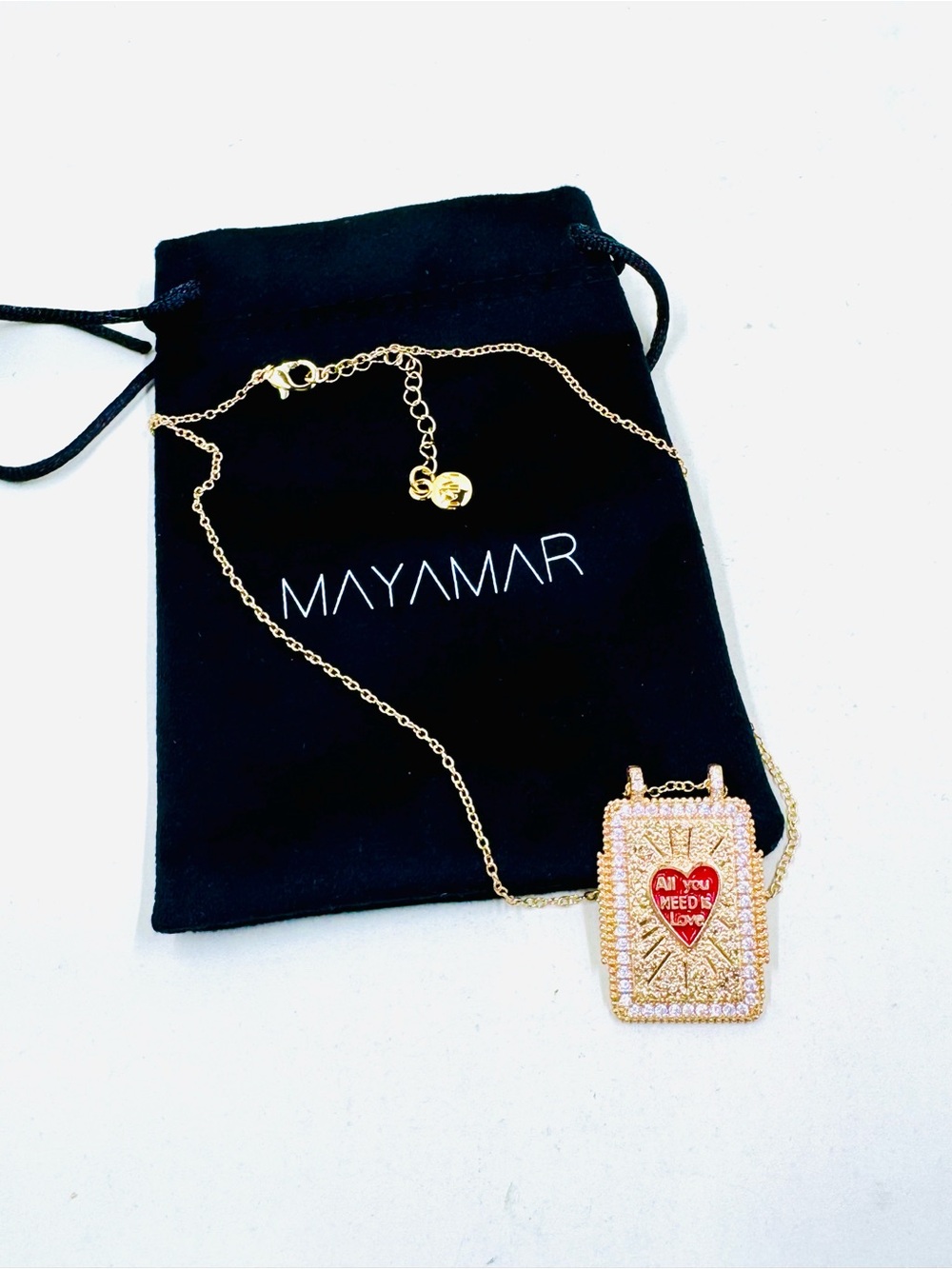 Mayamar Rose Gold Dipped W/Crystals ‘All You Need Is Love’ Pendant Necklace NWOT